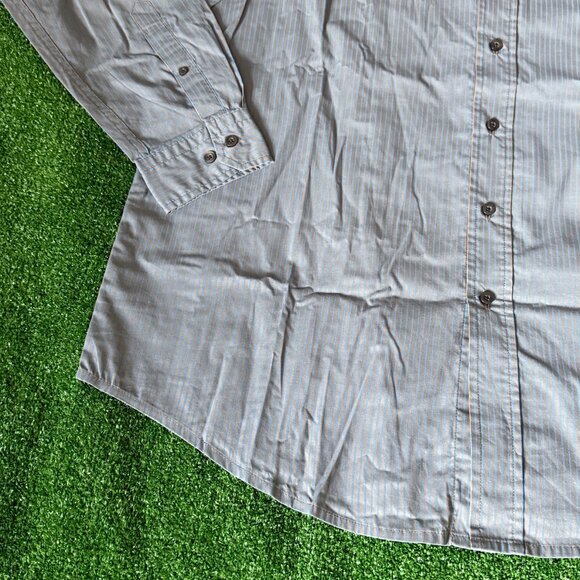 Fuse Roll-Up Sleeve Button Up Striped Gray Lightweight Casual Shirt Tall Size XL - Picture 4 of 12